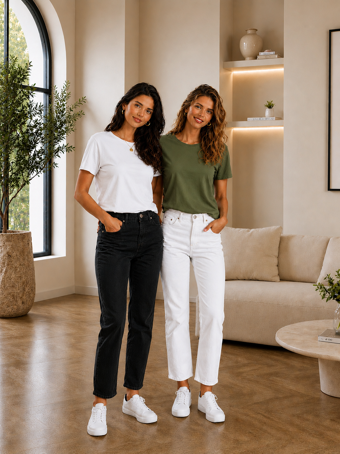 2 Adet Kadın Basic Beyaz %100 Pamuk T-Shirt