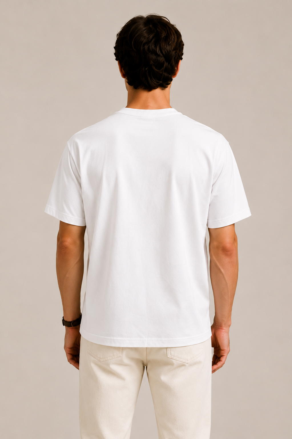 Erkek Oversize %100 Pamuk Beyaz T-Shirt