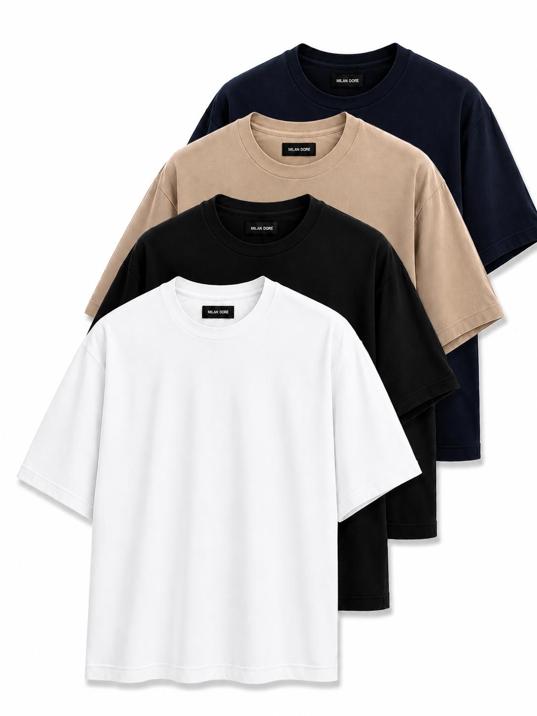 4 Adet Erkek Oversize %100 Pamuk Bej T-Shirt