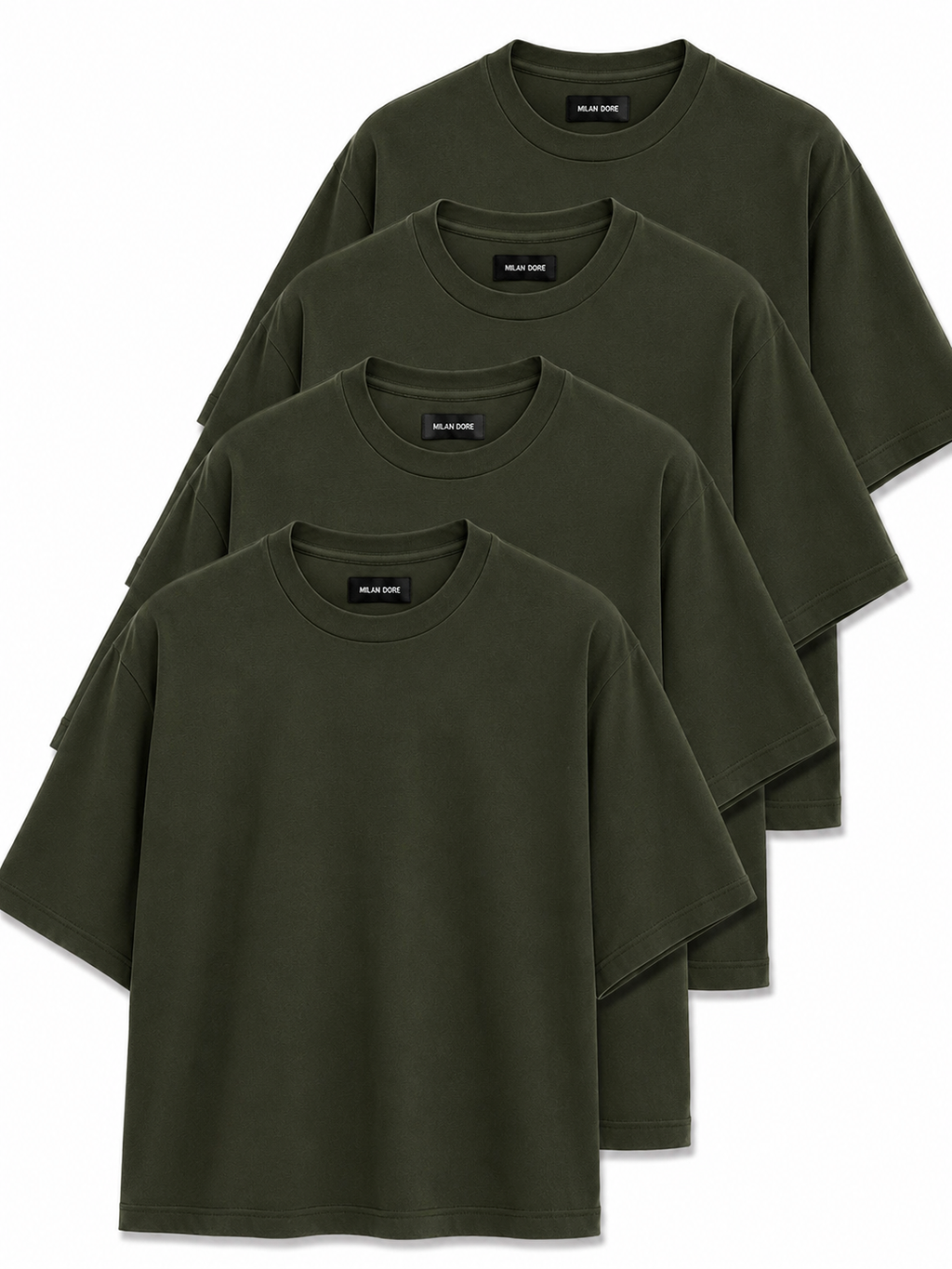 4 Adet Erkek Oversize %100 Pamuk Bej T-Shirt