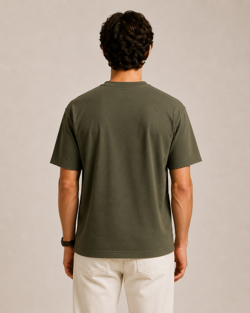 Erkek Oversize %100 Pamuk Yeşil T-Shirt