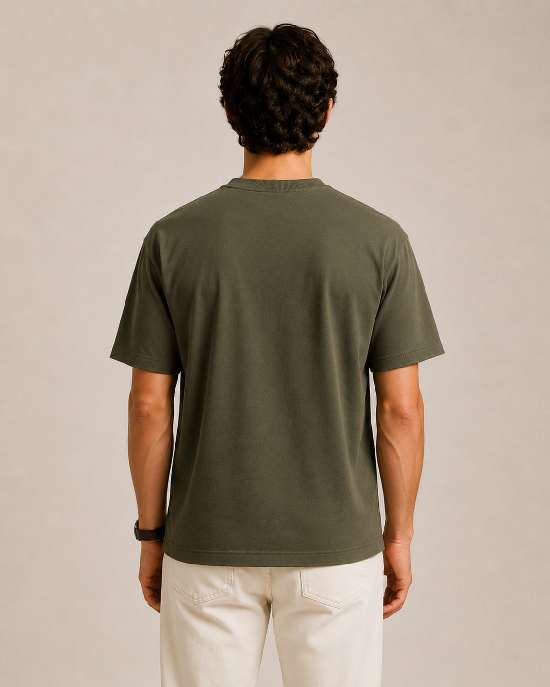 Erkek Oversize %100 Pamuk Yeşil T-Shirt