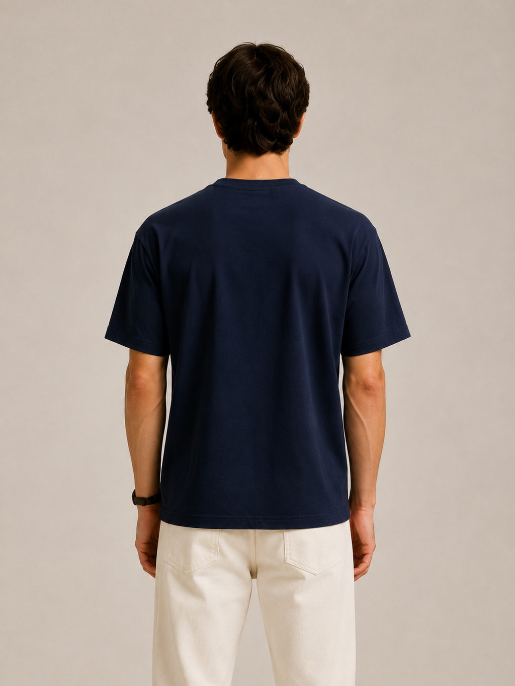 Erkek Oversize %100 Pamuk Lacivert T-Shirt