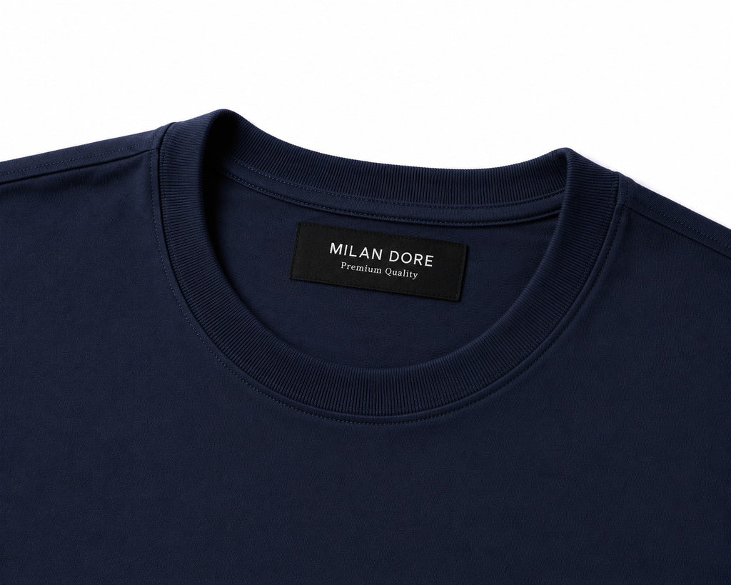 Erkek Slim Fit %100 Pamuk Lacivert T-Shirt