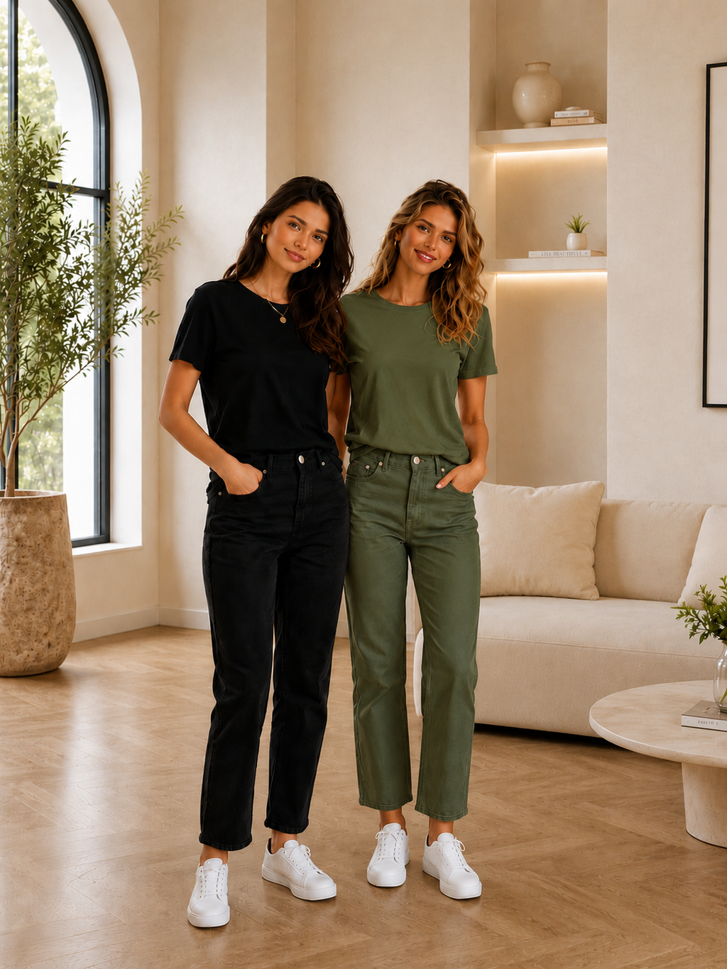 2 Adet Kadın Basic Beyaz %100 Pamuk T-Shirt