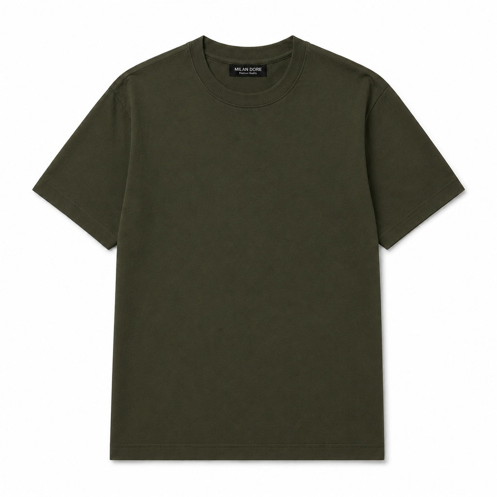 Erkek Oversize %100 Pamuk Yeşil T-Shirt