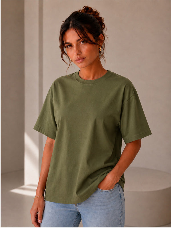 Kadın Oversize Yeşil %100 Pamuk T-Shirt
