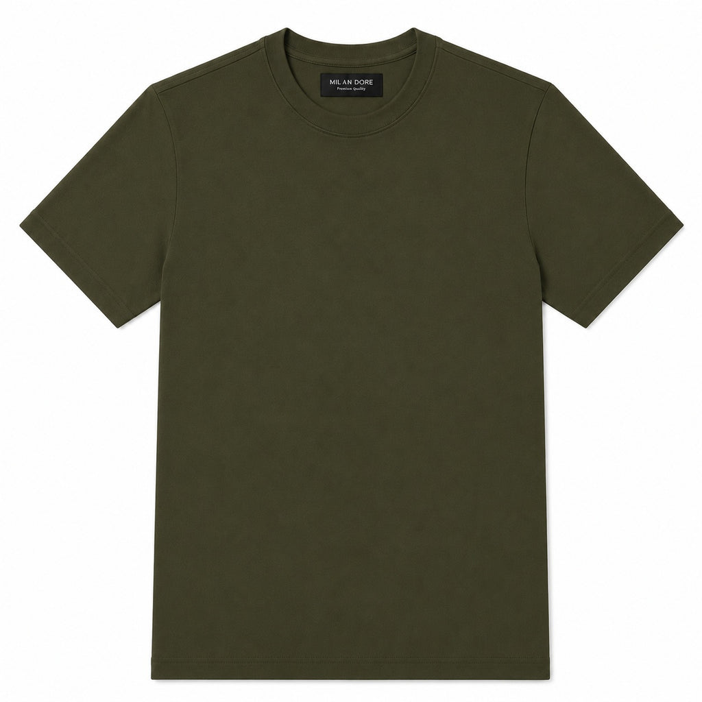 Erkek Slim Fit %100 Pamuk Yeşil T-Shirt
