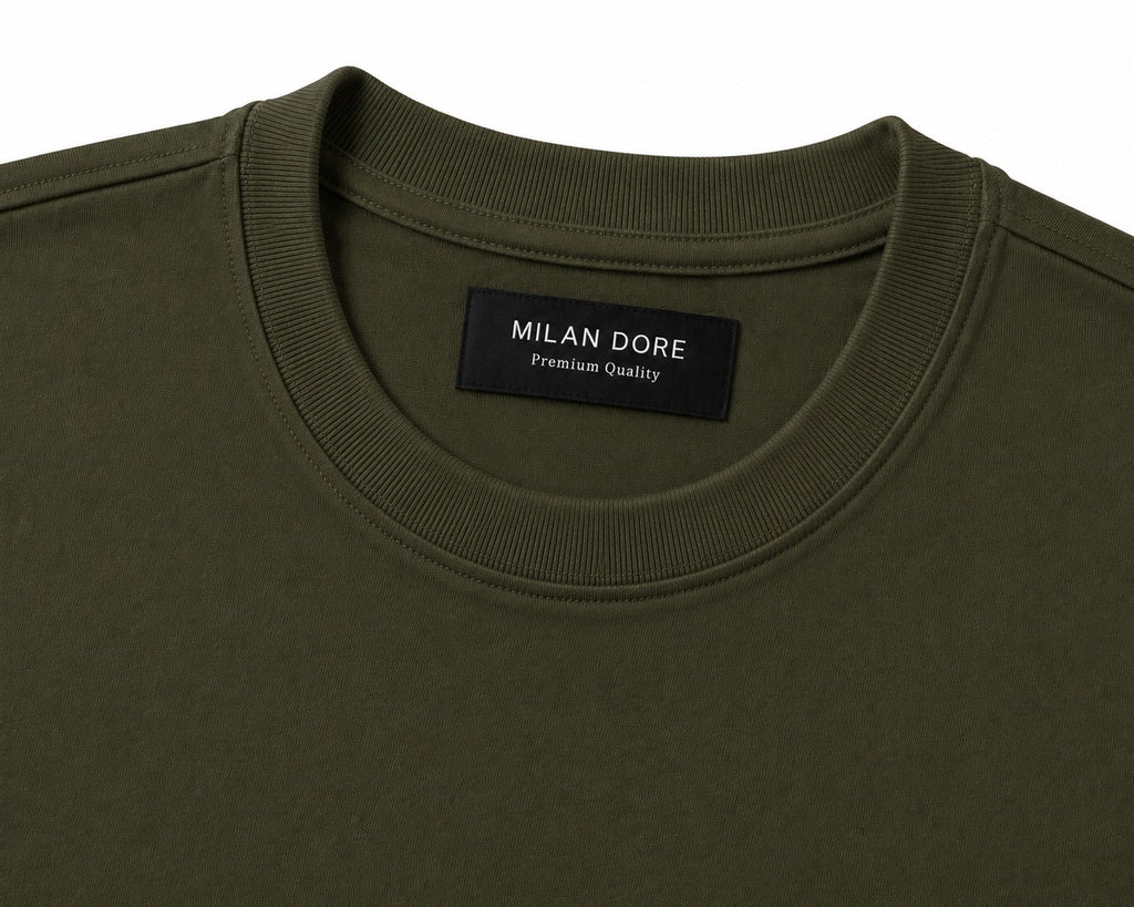 Erkek Slim Fit %100 Pamuk Yeşil T-Shirt